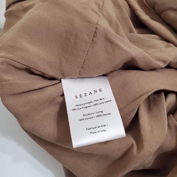 Sezane Franklin Trousers Size 34 US 2 Grey/Beige Lamb Leather Lined Pockets - Picture 16 of 16